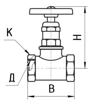 Клапан запорный БАЗ 15б3р 1″ Ду25 Ру25 двухходовой, латунный, резьбовой, штурвал