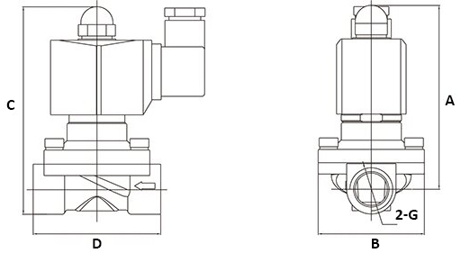 Клапан электромагнитный DN.ru VS100-ET-NO-220VAC 3/4ʺ Ду20 Ру10, соленоидный двухходовой, корпус - латунь, уплотнение - EPDM, резьбовой, нормально открытый, прямого действия, катушка - 220В