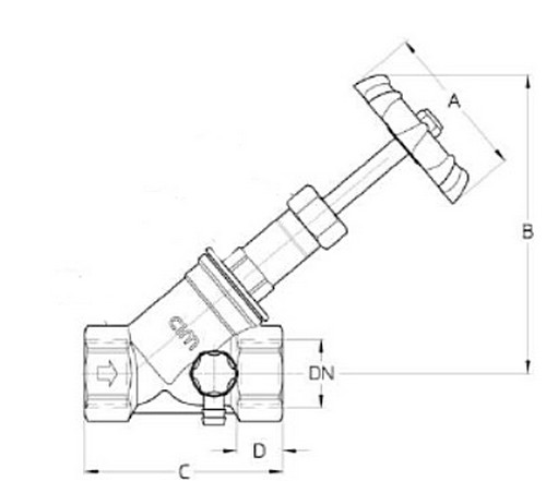 Клапан запорный Cimberio 73CRNL 4″ Ду100 Ру20 внутренняя резьба, с наклонным штоком , корпус - бронза