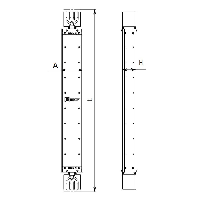 Cекции шинопровода EKF IP55 AL 3L+N+PE прямые магистральные нестандартные, ток 400 А, корпус-оцинкованная сталь, длина 0.5-1.99м